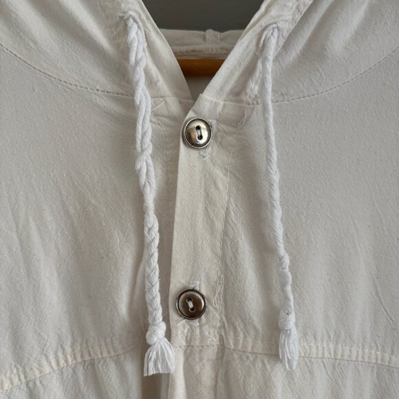 Vintage Papery White Cotton Hooded Shacket - Picture 5 of 14